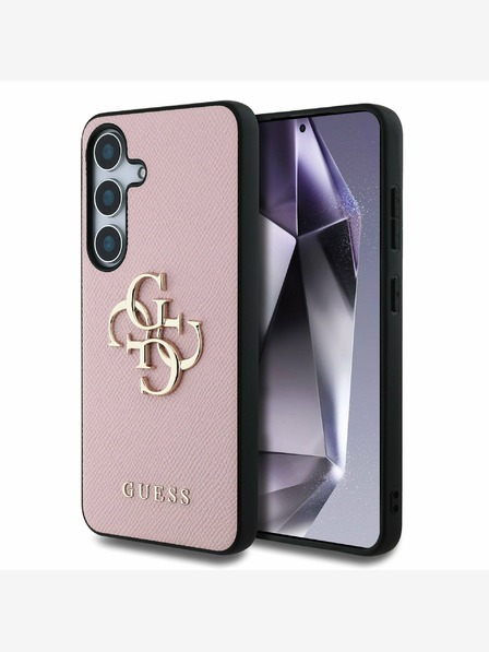Guess Guess PU Grained 4G Metal Logo Back Cover pentru Samsung Galaxy S25 Roz