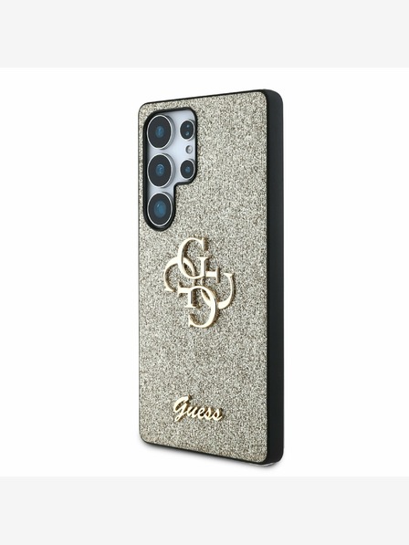 Guess Guess PU Fixed Glitter 4G Metal Logo Back Cover pentru Samsung Galaxy S25 Ultra Gold