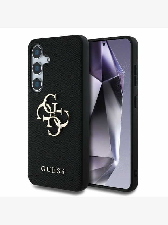 Guess Guess PU Grained 4G Metal Logo Back Cover pentru Samsung Galaxy S25 Negru