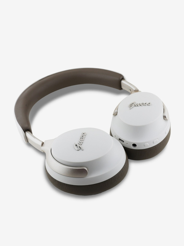 Guess Guess PU Leather Script Logo ANC/ENC Căști fără fir Bej