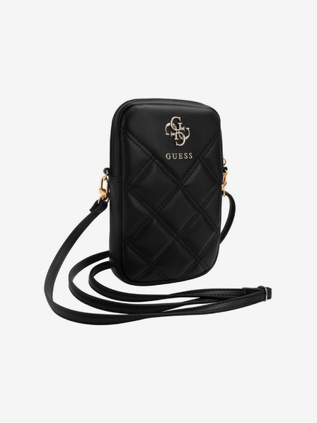 Guess Guess PU Quilted 4G Metal Logo Phone Bag with Zipper Negru