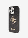 Guess Guess PU Fixed Glitter 4G Metal Logo Back Cover pentru iPhone 15 Pro Max Negru