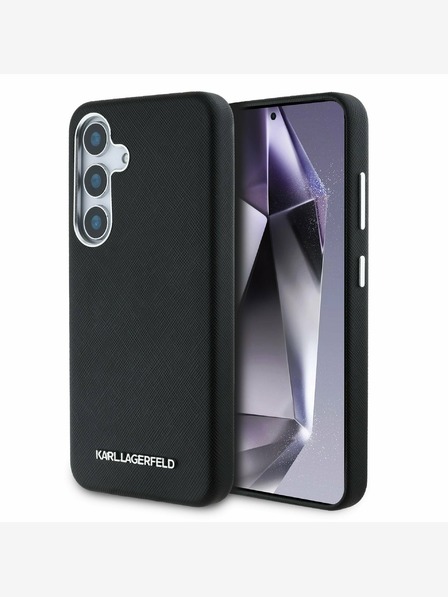Karl Lagerfeld Karl Lagerfeld PU Saffiano Metal Logo and Frame Back Cover pentru Samsung Galaxy S25+ Negru