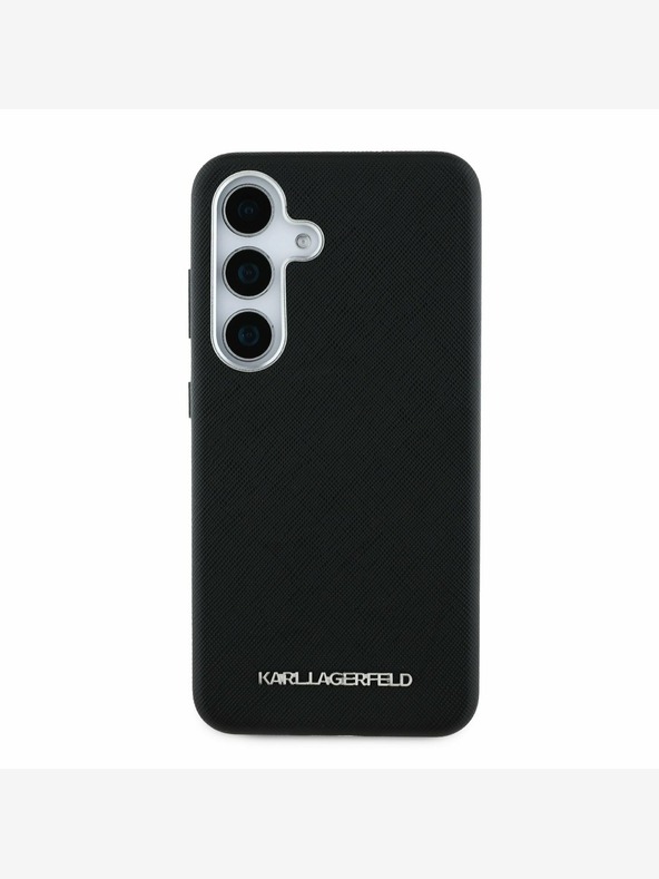 Karl Lagerfeld Karl Lagerfeld PU Saffiano Metal Logo and Frame Back Cover pentru Samsung Galaxy S25+ Negru