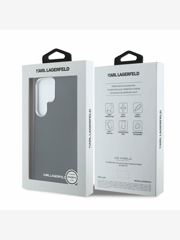 Karl Lagerfeld Karl Lagerfeld PU Saffiano Metal Logo și Frame Back Cover pentru Samsung Galaxy S25 Ultra Black