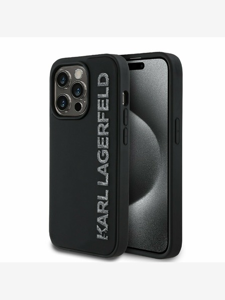 Karl Lagerfeld Karl Lagerfeld 3D Cauciuc Glitter Logo Back Cover pentru iPhone 13 Pro negru
