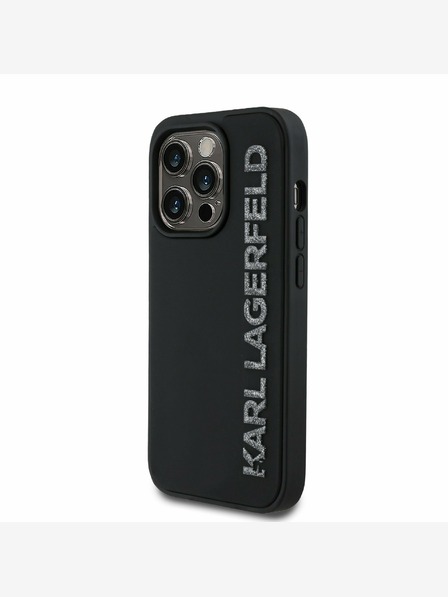 Karl Lagerfeld Karl Lagerfeld 3D Cauciuc Glitter Logo Back Cover pentru iPhone 13 Pro negru