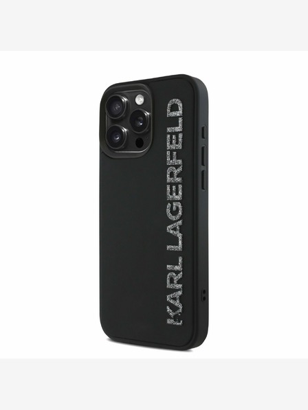 Karl Lagerfeld Karl Lagerfeld 3D Rubber Glitter Logo Back Cover pentru iPhone 15 Pro Max Negru