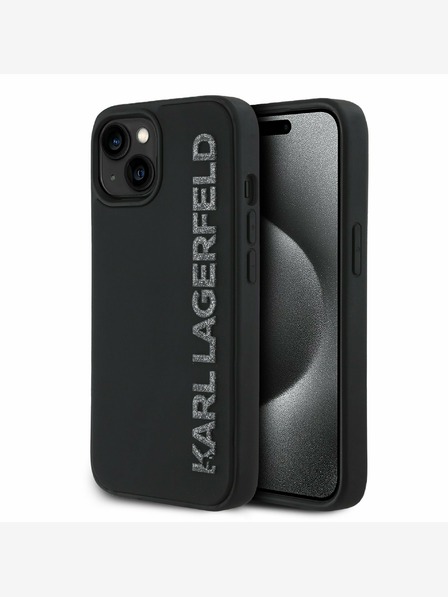 Karl Lagerfeld Karl Lagerfeld 3D Cauciuc Glitter Logo Back Cover pentru iPhone 14 negru
