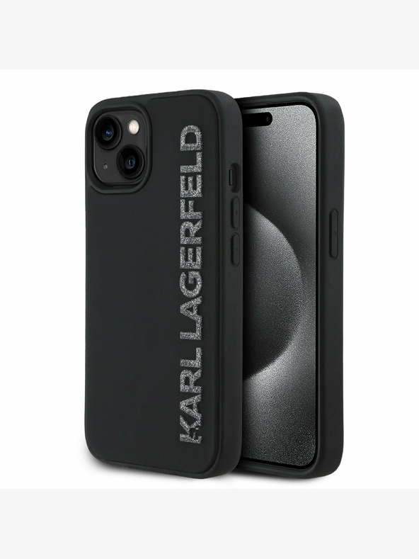 Karl Lagerfeld Karl Lagerfeld 3D Cauciuc Glitter Logo Back Cover pentru iPhone 14 negru