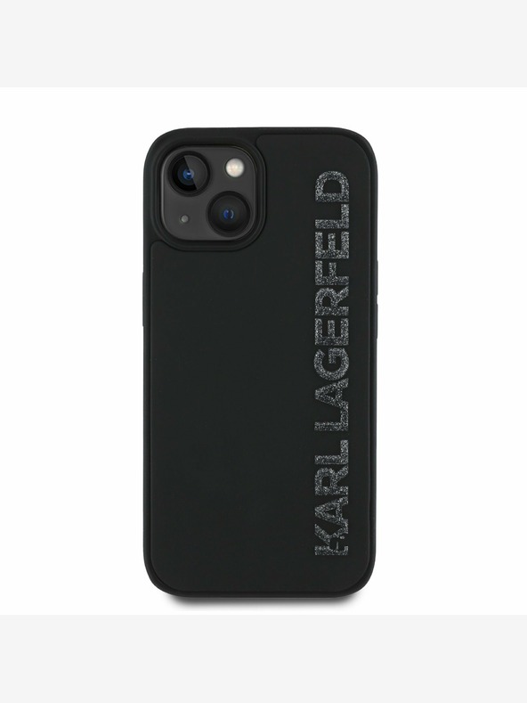 Karl Lagerfeld Karl Lagerfeld 3D Cauciuc Glitter Logo Back Cover pentru iPhone 14 negru