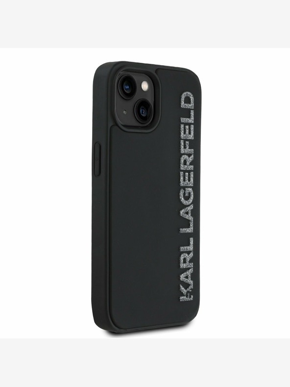 Karl Lagerfeld Karl Lagerfeld 3D Cauciuc Glitter Logo Back Cover pentru iPhone 14 negru