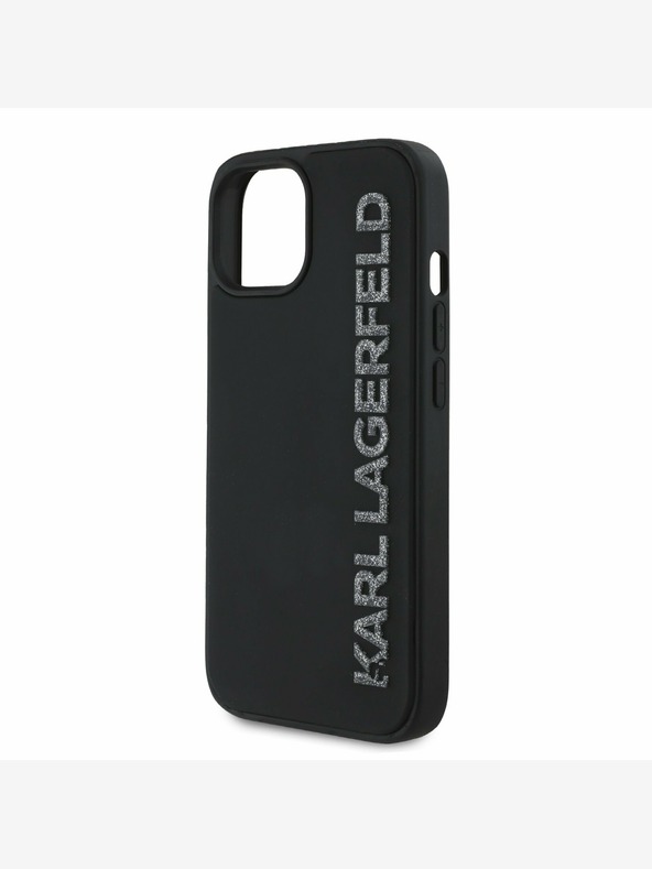 Karl Lagerfeld Karl Lagerfeld 3D Cauciuc Glitter Logo Back Cover pentru iPhone 14 negru
