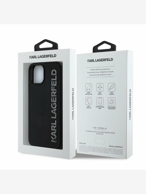 Karl Lagerfeld Karl Lagerfeld 3D Cauciuc Glitter Logo Back Cover pentru iPhone 14 negru
