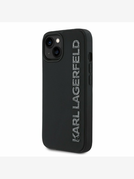 Karl Lagerfeld Karl Lagerfeld 3D Rubber Glitter Logo Back Cover pentru iPhone 15 negru