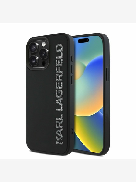 Karl Lagerfeld Karl Lagerfeld 3D Cauciuc Glitter Logo Back Cover pentru iPhone 15 Pro negru