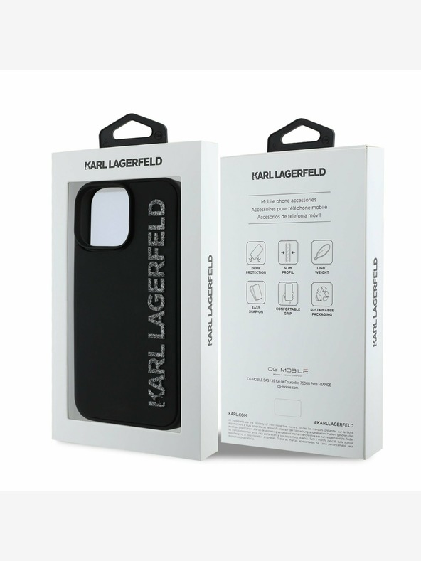 Karl Lagerfeld Karl Lagerfeld 3D Cauciuc Glitter Logo Back Cover pentru iPhone 15 Pro negru