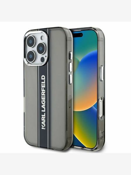 Karl Lagerfeld Karl Lagerfeld IML Stripe Logo Back Cover pentru iPhone 16 Pro Negru