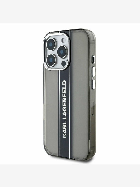 Karl Lagerfeld Karl Lagerfeld IML Stripe Logo Back Cover pentru iPhone 16 Pro Negru