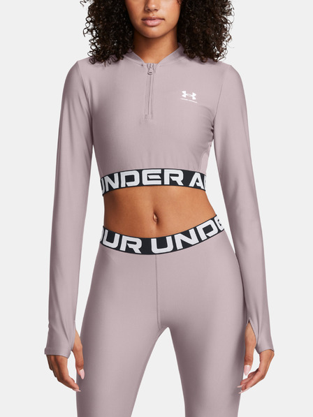 Under Armour Tricou HeatGear Rib 1/4 Zip LS pentru femei Under Armour