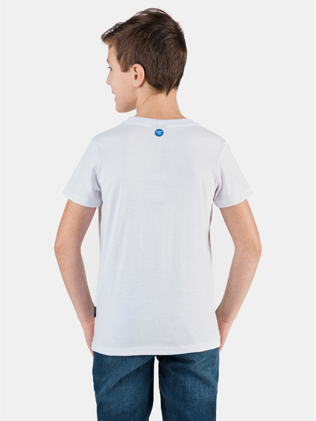 Sam 73 Tricou alb pentru băieți cu imprimeu SAM 73