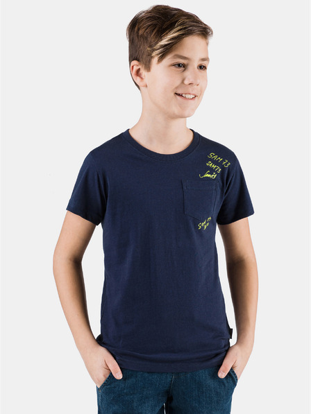 Sam 73 Tricou albastru închis pentru băieți cu buzunar SAM 73