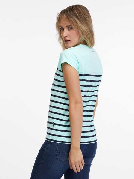 Sam 73 Tricou cu dungi turcoaz pentru femei SAM 73 Mercedes