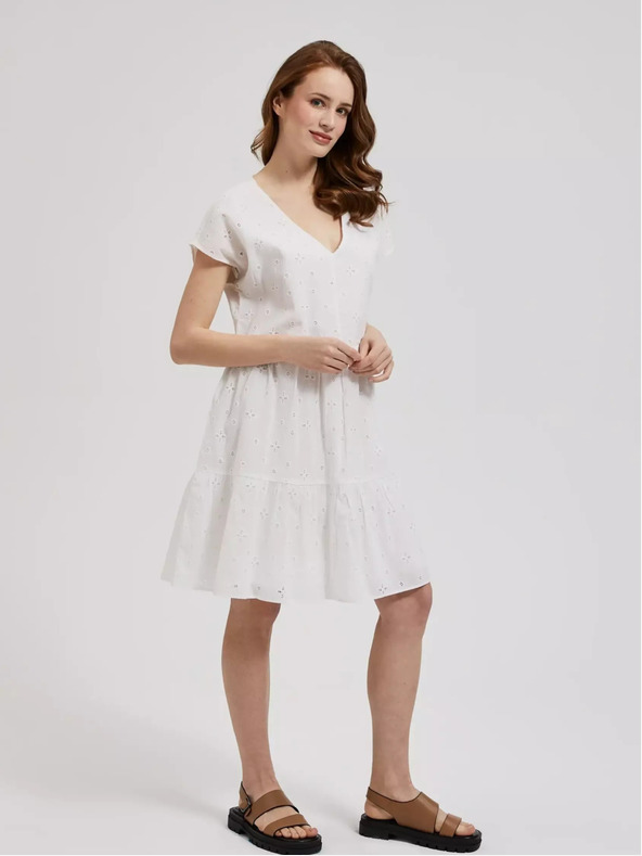 Moodo Rochie albă pentru femei MOODO