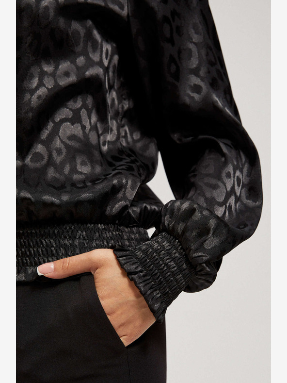 Moodo Moodo cămașă neagră cu mâneci bufante