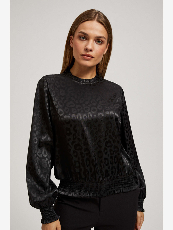 Moodo Moodo cămașă neagră cu mâneci bufante