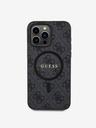 Guess Guess PU Leather 4G Colored Ring MagSafe Back Cover pentru iPhone 15 Pro Max negru