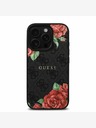 Guess Guess PU Leather 4G Roses MagSafe Back Cover pentru iPhone 16 Pro Max Negru