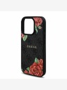 Guess Guess PU Leather 4G Roses MagSafe Back Cover pentru iPhone 16 Pro Max Negru