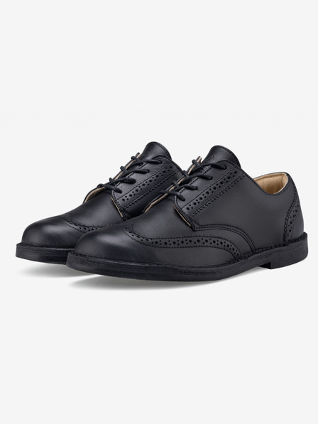 Vasky Semibotine din piele neagră pentru femei - Pantofi de primăvară / toamnă, Pantofi Vasky Brogue Low Noir