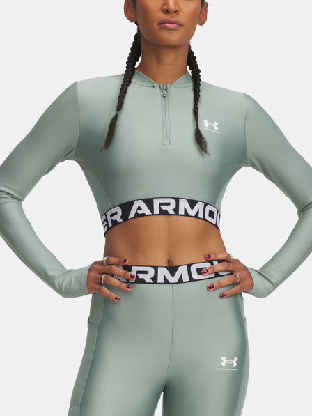 Under Armour Tricou HeatGear Rib 1/4 Zip LS pentru femei Under Armour