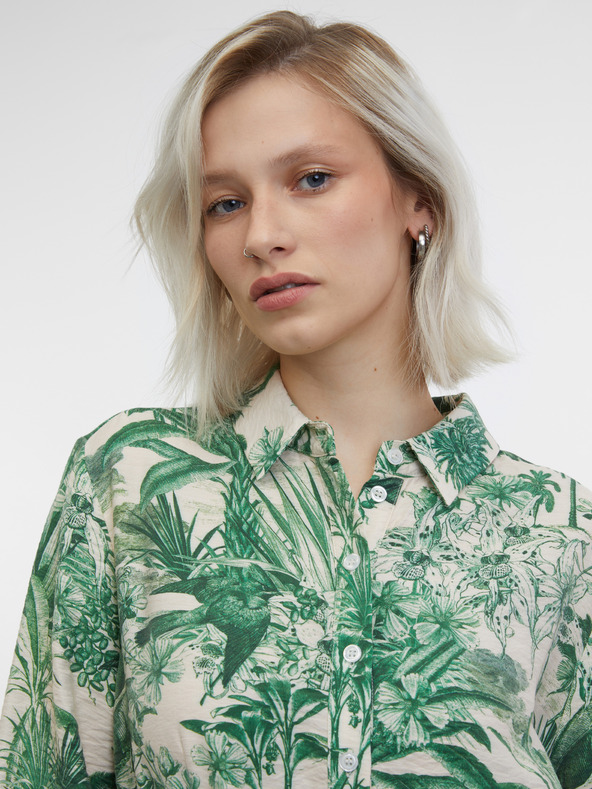 Orsay Rochie cămașă verde și bej pentru femei ORSAY