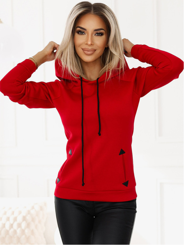 numoco Hanorac cald și confortabil cu glugă și buzunare - roșu Numoco