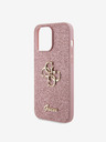 Guess Guess PU Fixed Glitter 4G Metal Logo Back Cover pentru iPhone 15 Pro Max Roz