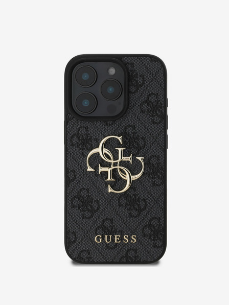 Guess Guess PU 4G Metal Logo Back Cover pentru iPhone 16 Pro Grey