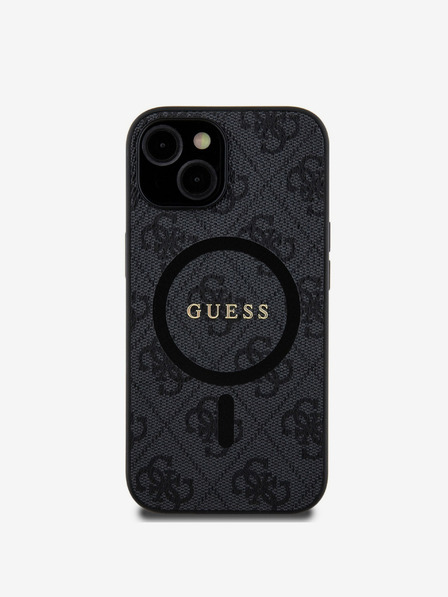 Guess Guess PU Leather 4G Colored Ring MagSafe Back Cover pentru iPhone 15 negru