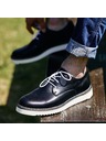 Vasky Cizme semi din piele pentru femei - Negru și alb - Primăvară / Toamnă Vasky Derby Boots