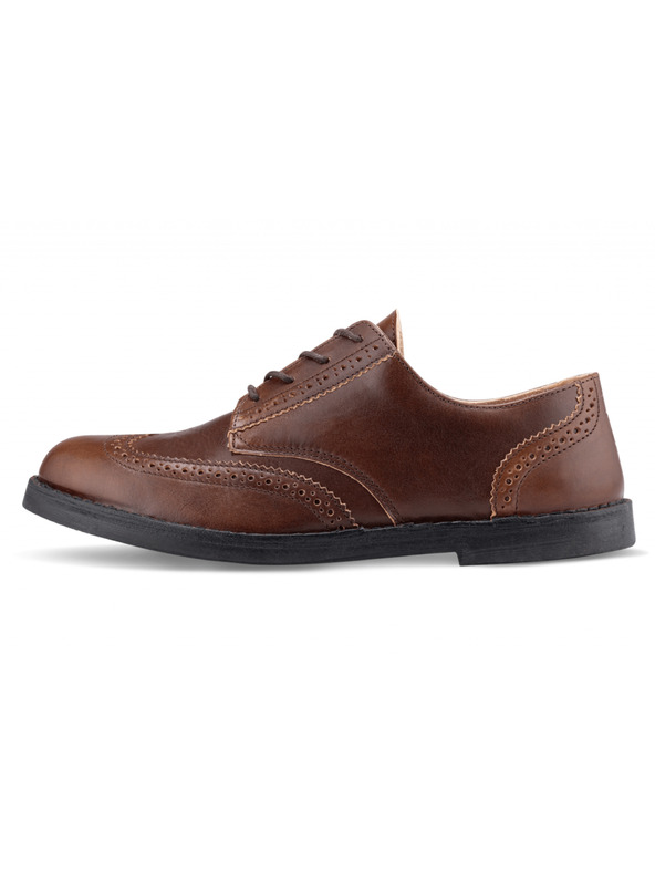 Vasky Cizme elegante din piele pentru femei, jumătăți maro închis - primăvară / toamnă, pantofi Vasky Brogue Low Dark