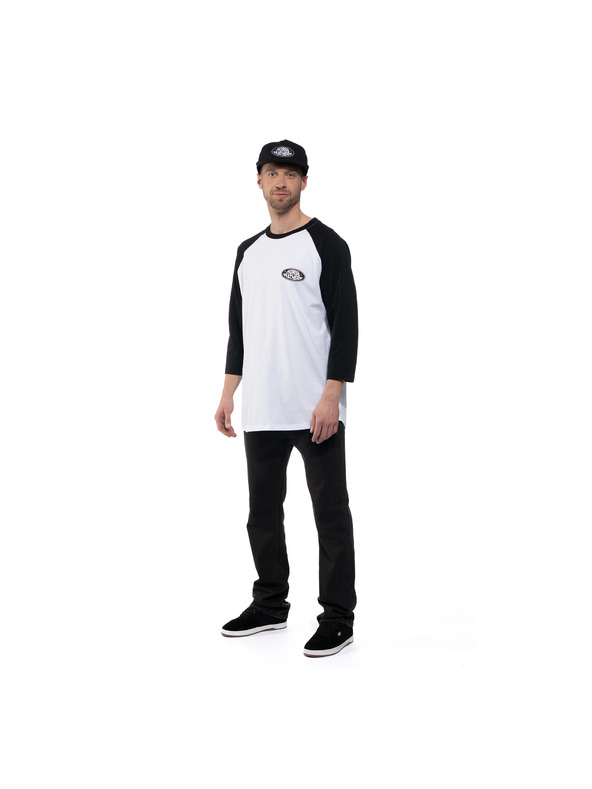 Horsefeathers Tricou Dynamo Raglan - alb/negru HORSEFEATHERS