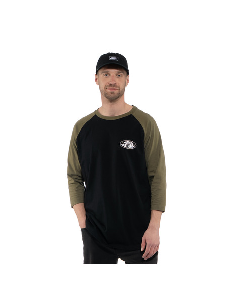 Horsefeathers Tricou Dynamo Raglan - negru/olive arse HORSEFEATHERS