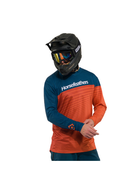 Horsefeathers Tricou de ciclism pentru bărbați Quantum petrol/portocaliu ars HORSEFEATHERS