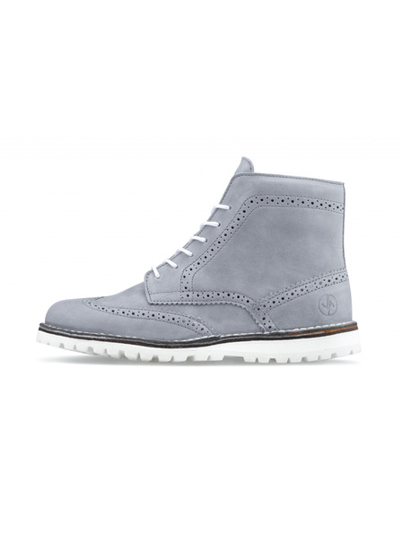 Vasky Botine din piele pentru bărbați gri - cizme primăvară / toamnă, pantofi Vasky Brogue High Grey