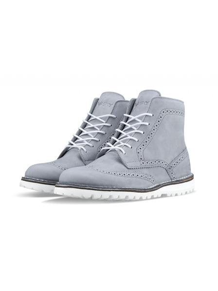 Vasky Botine din piele pentru bărbați gri - cizme primăvară / toamnă, pantofi Vasky Brogue High Grey