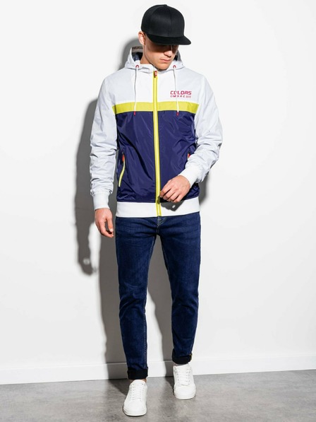 Ombre Clothing Jachetă de primăvară pentru bărbați albastră și albă Ombre Clothing C438