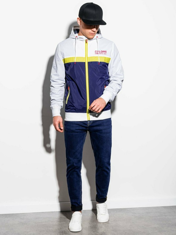 Ombre Clothing Jachetă de primăvară pentru bărbați albastră și albă Ombre Clothing C438