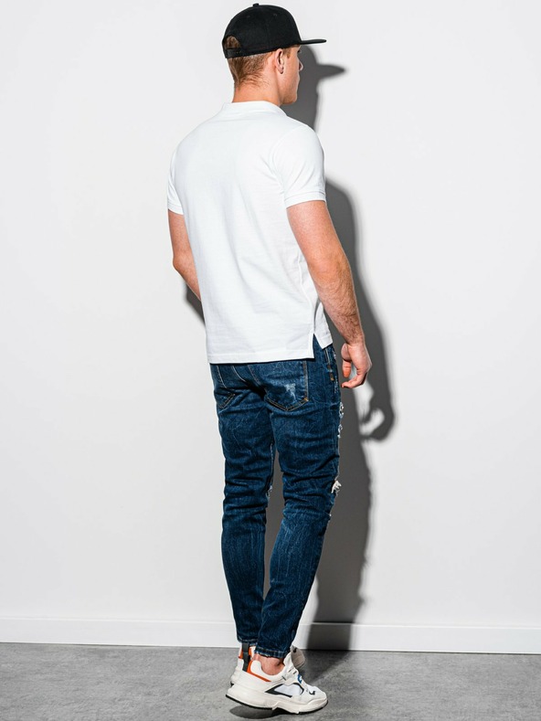 Ombre Clothing Tricou polo de bază alb pentru bărbați Ombre Clothing